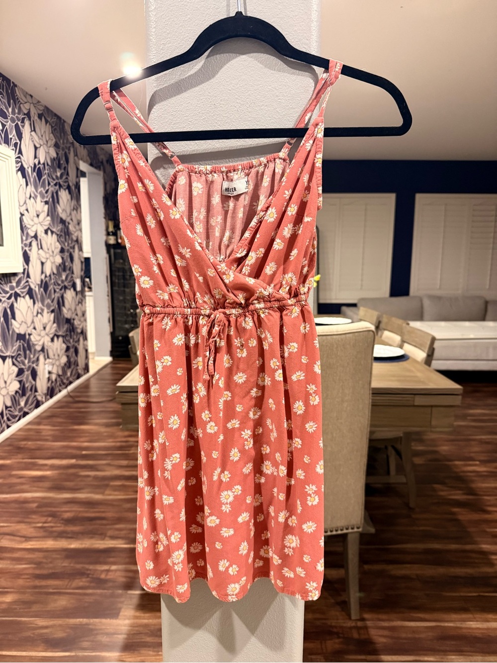 Hollister Coral Pink Daisy Print Mini Sundress